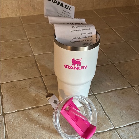 Stanley 20oz White Tumbler with Pink Accents - Picture 2 of 3